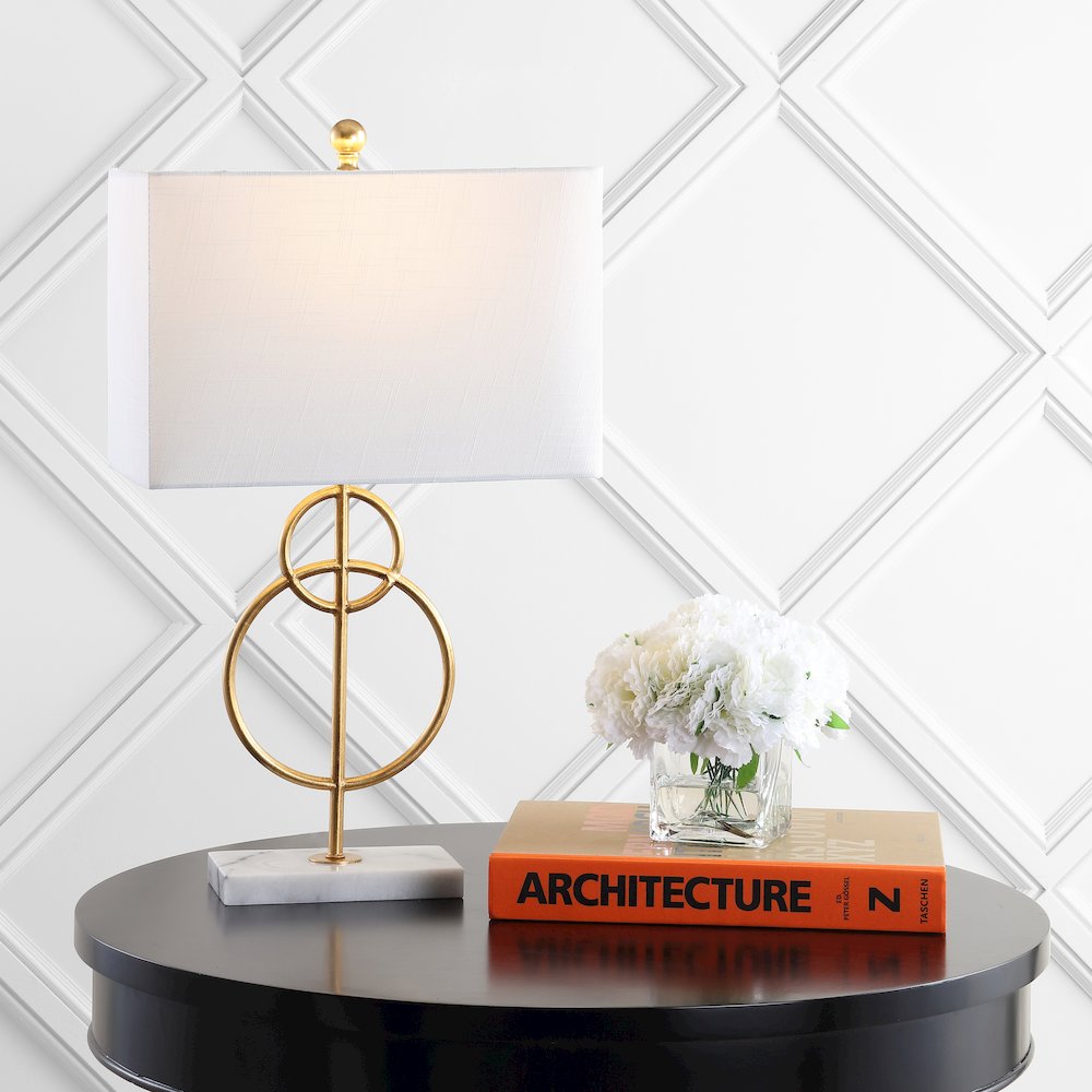 Haines Modern Circle Marble/Metal Led Table Lamp. Picture 5