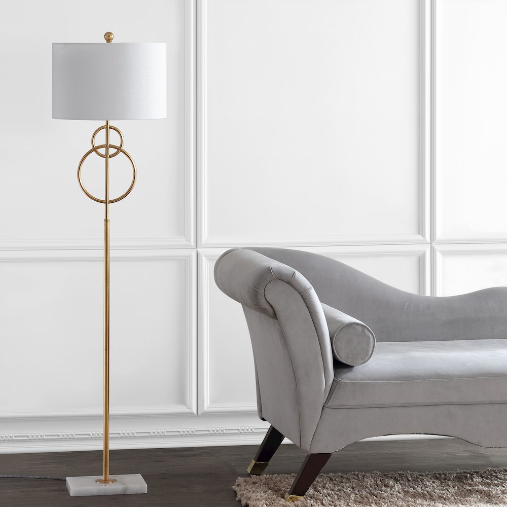 Haines Modern Circle Marble/Metal Led Floor Lamp. Picture 6