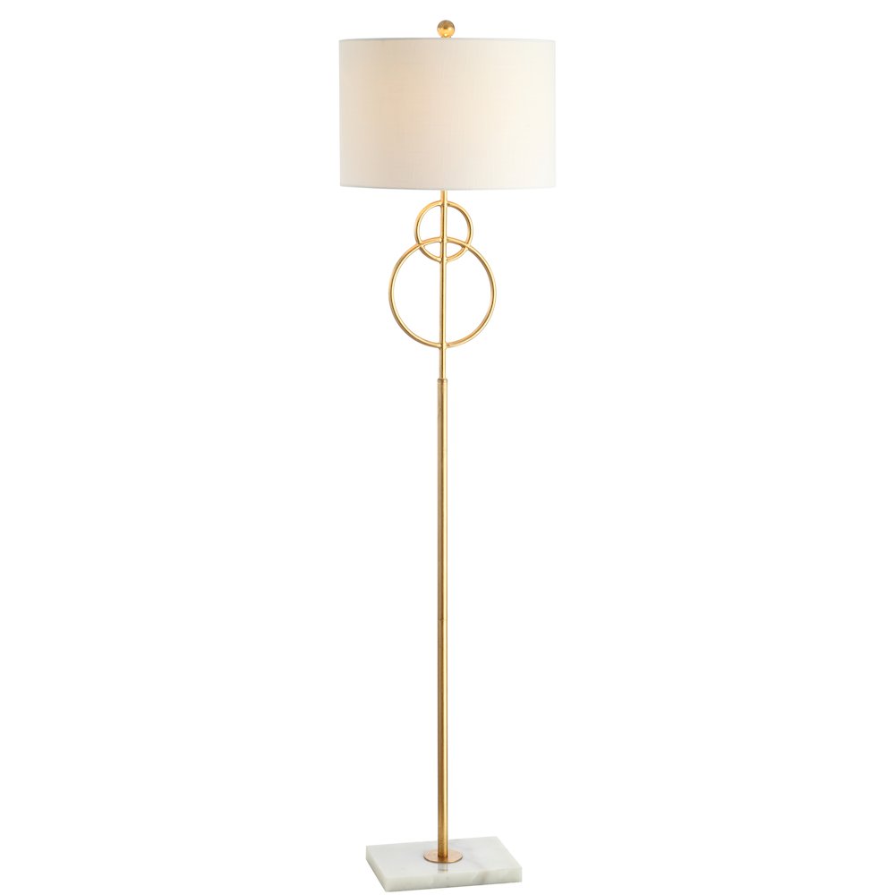 Haines Modern Circle Marble/Metal Led Floor Lamp. Picture 1