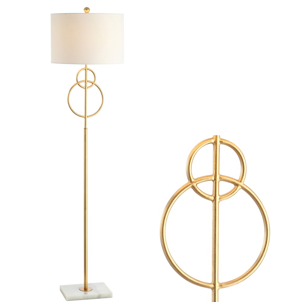 Haines Modern Circle Marble/Metal Led Floor Lamp. Picture 7