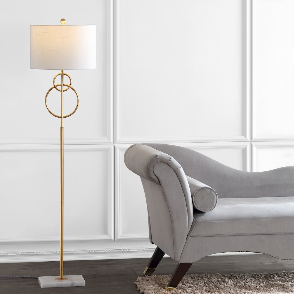 Haines Modern Circle Marble/Metal Led Floor Lamp. Picture 5