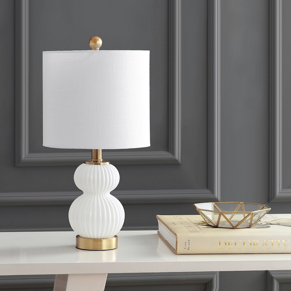 Daphne Ribbed Metal/Glass Led Table Lamp. Picture 6