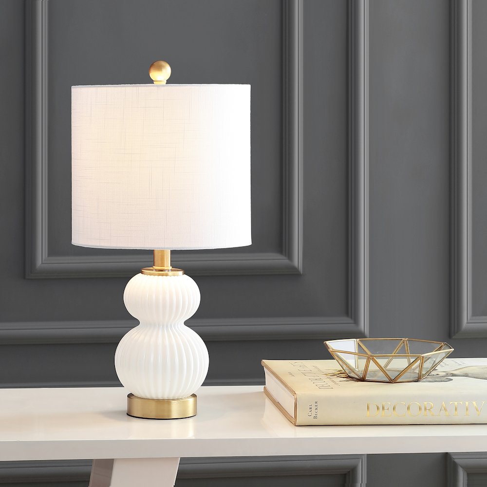 Daphne Ribbed Metal/Glass Led Table Lamp. Picture 5