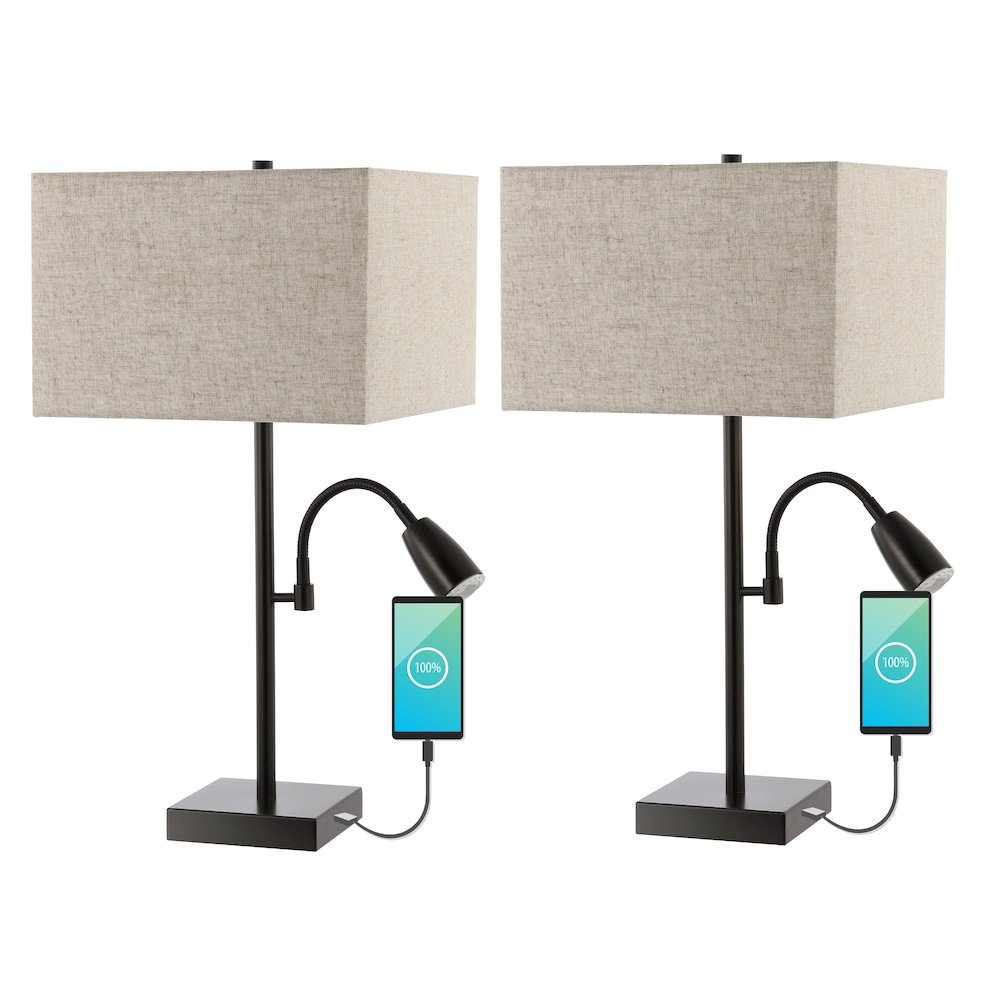 Austin Farmhouse Industrial Iron Led Table Lamp. Picture 1