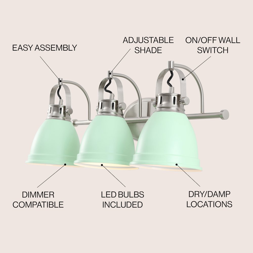 Phineas 3-Light Adjustable Farmhouse Bohemian Iron LED Vanity Light. Picture 2