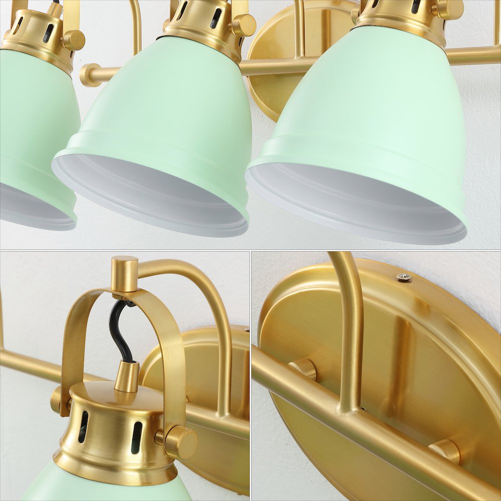 Phineas 3-Light Adjustable Farmhouse Bohemian Iron LED Vanity Light. Picture 4