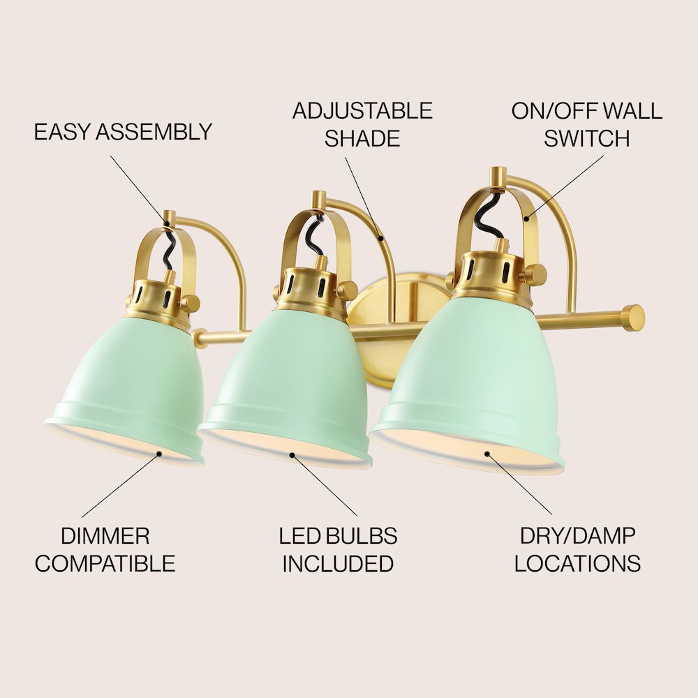 Phineas 3-Light Adjustable Farmhouse Bohemian Iron LED Vanity Light. Picture 2