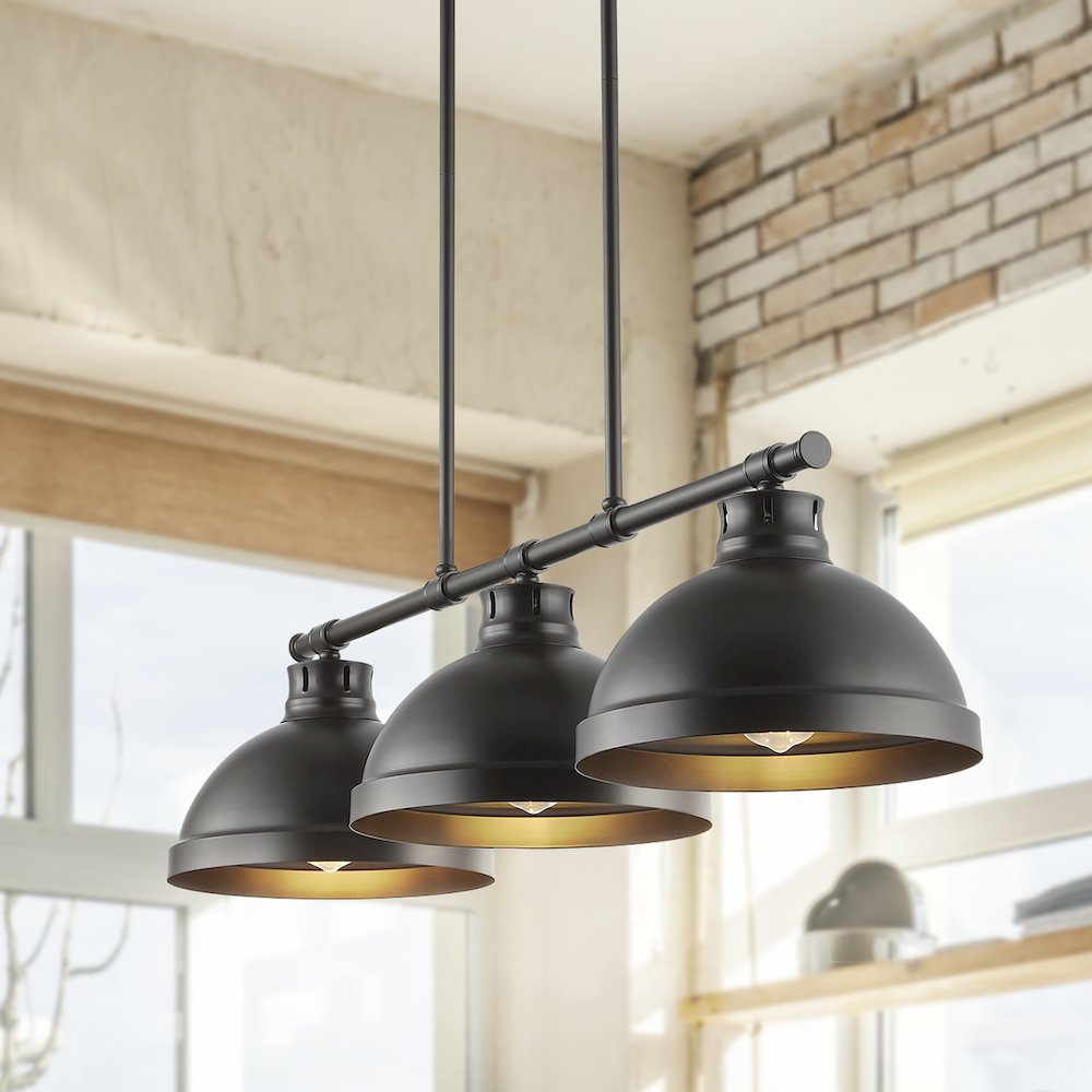 Asher Industrial Farmhouse Iron Linear Led Pendant. Picture 9