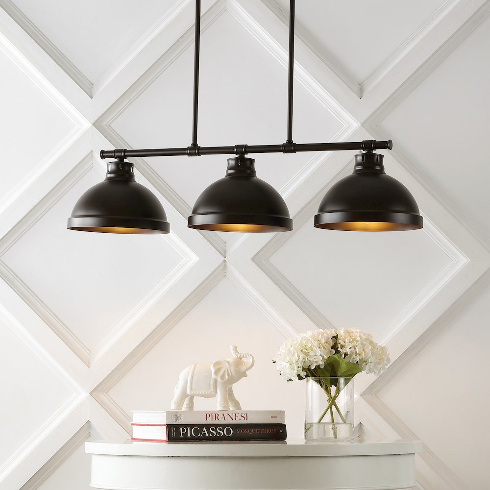 Asher Industrial Farmhouse Iron Linear Led Pendant. Picture 4