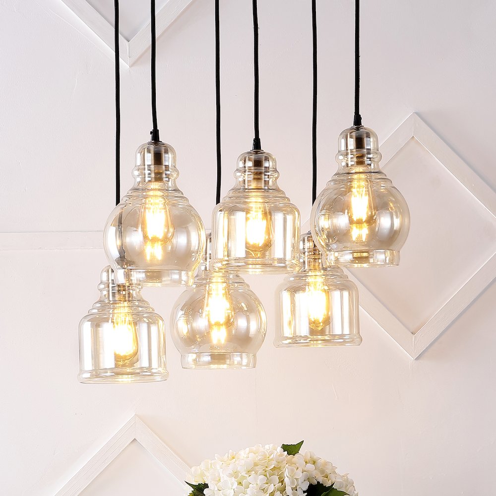 Sydney Bohemian Farmhouse Iron/Glass Cluster Led Pendant. Picture 9