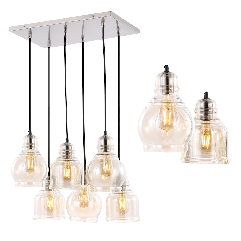 Sydney Bohemian Farmhouse Iron/Glass Cluster Led Pendant. Picture 8