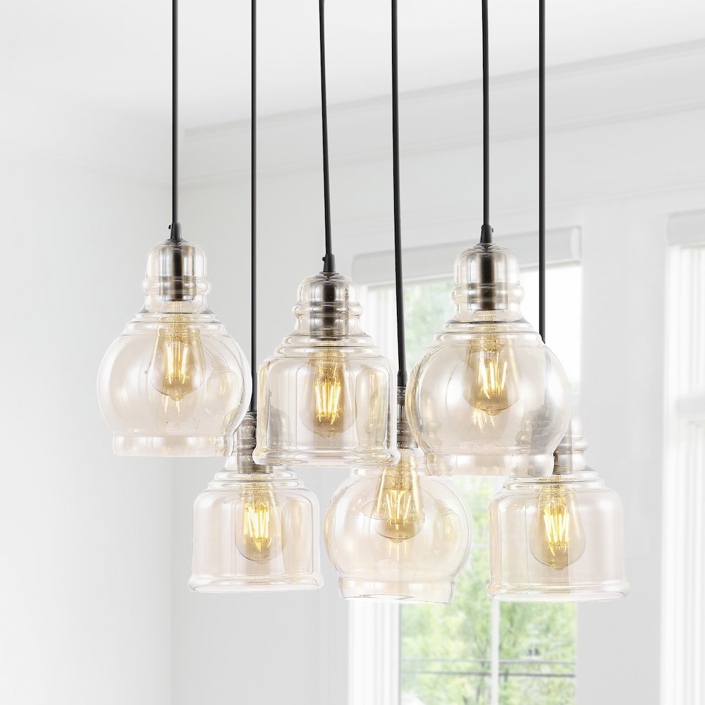 Sydney Bohemian Farmhouse Iron/Glass Cluster Led Pendant. Picture 10