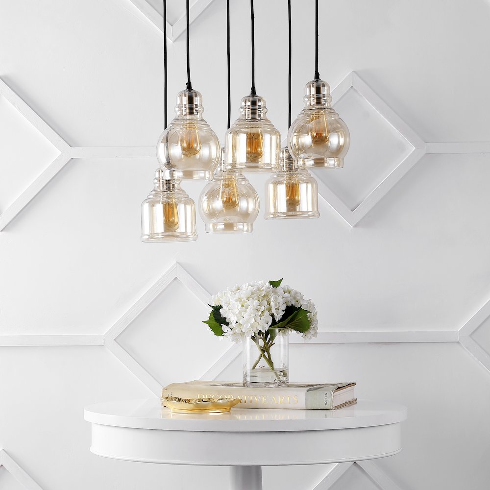 Sydney Bohemian Farmhouse Iron/Glass Cluster Led Pendant. Picture 6