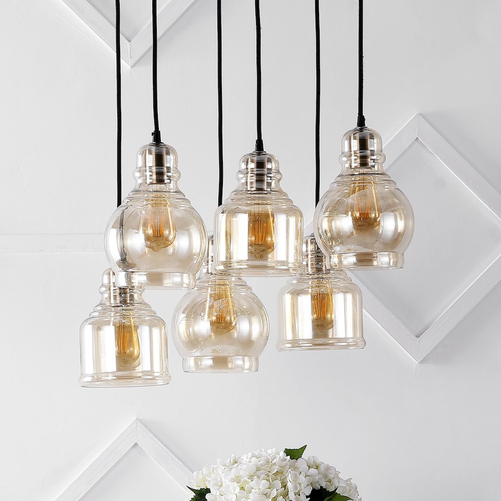 Sydney Bohemian Farmhouse Iron/Glass Cluster Led Pendant. Picture 7