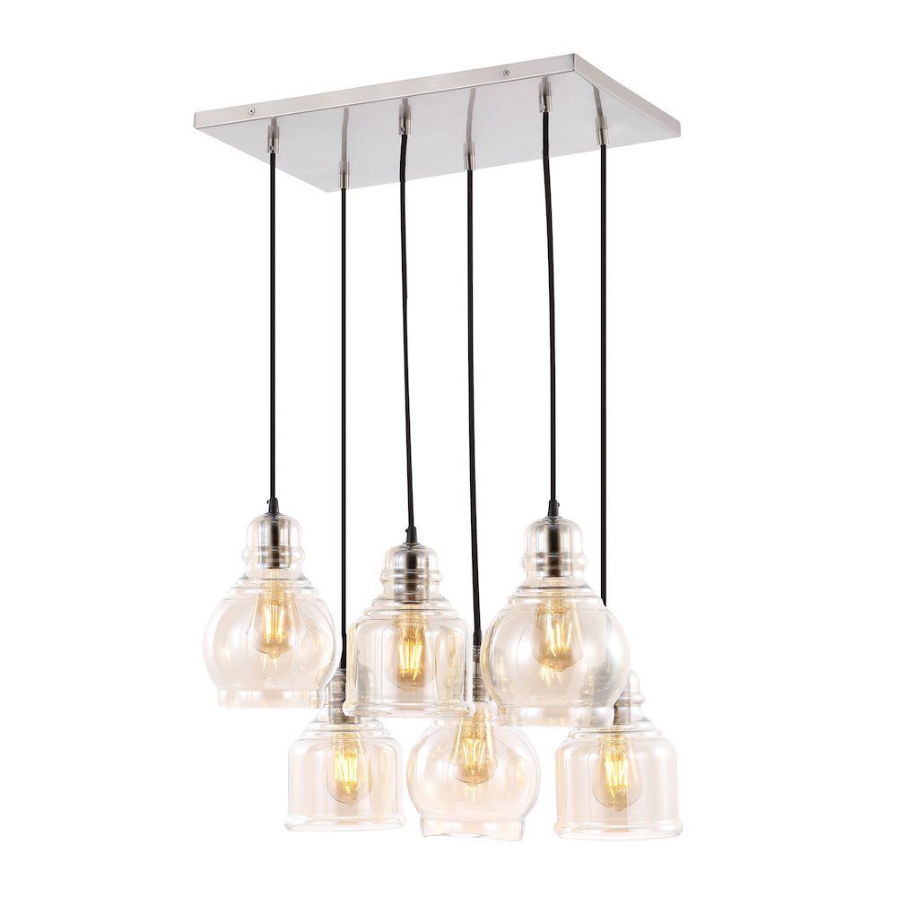 Sydney Bohemian Farmhouse Iron/Glass Cluster Led Pendant. Picture 1