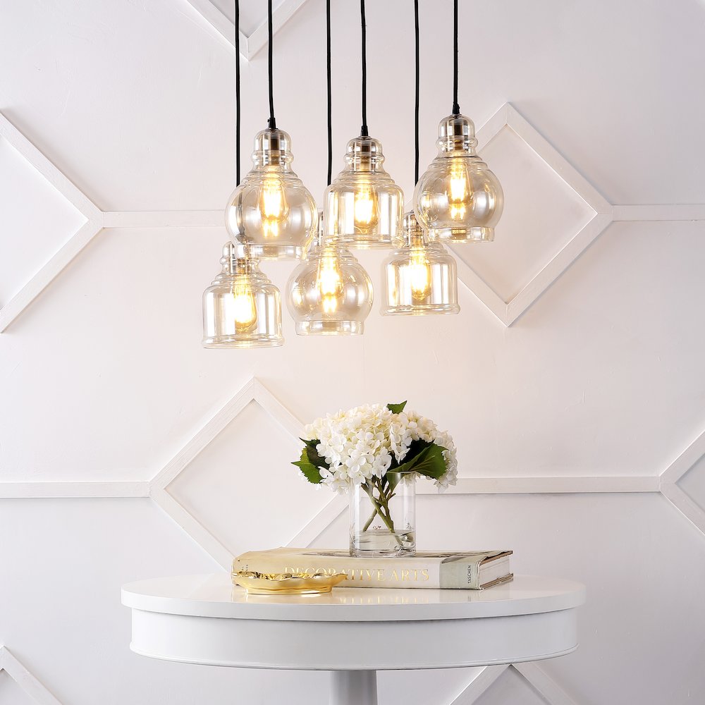 Sydney Bohemian Farmhouse Iron/Glass Cluster Led Pendant. Picture 5