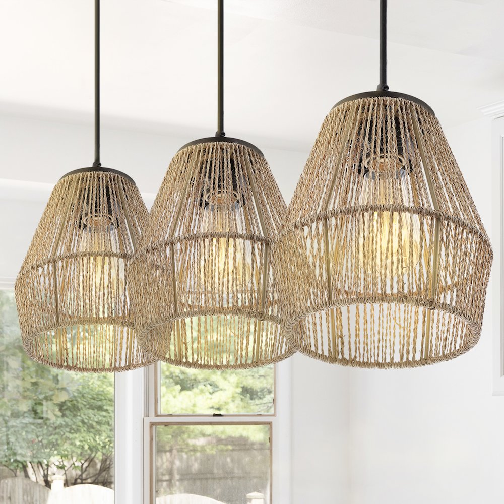 Ibiza Island Seagrassmetal Bohemian Coastal Led Pendant. Picture 12