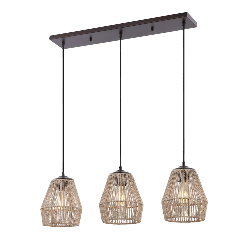 Ibiza Island Seagrassmetal Bohemian Coastal Led Pendant. Picture 1