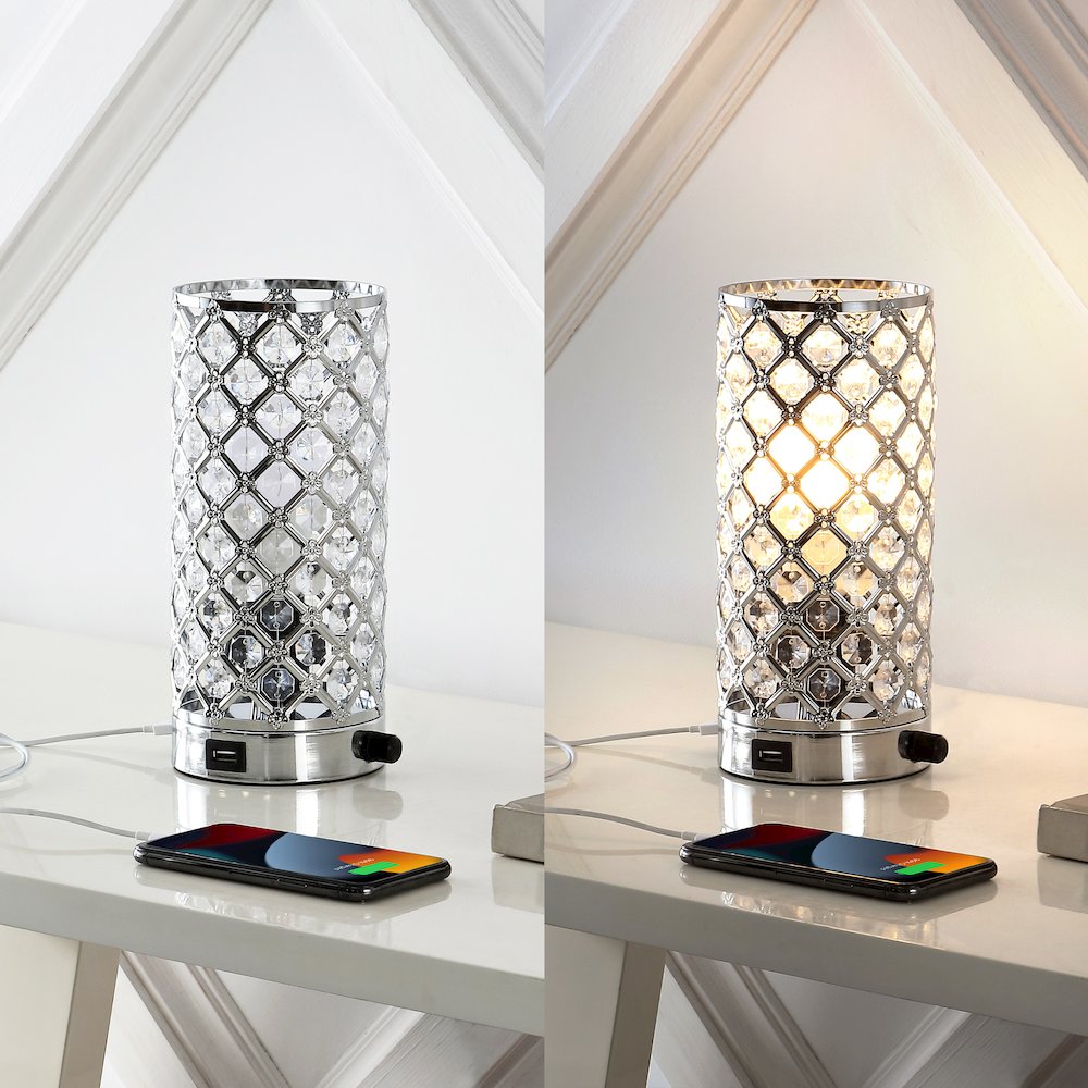 Lucie Mid Century Modern Iron/Acrylic Led Mini Uplight Table Lamp. Picture 7