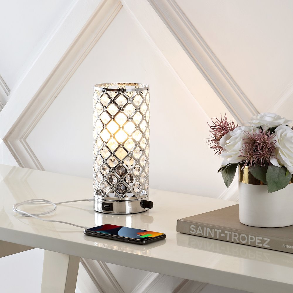 Lucie Mid Century Modern Iron/Acrylic Led Mini Uplight Table Lamp. Picture 5