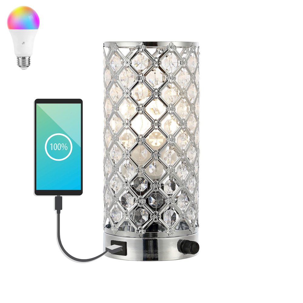 Lucie Mid Century Modern Iron/Acrylic Led Mini Uplight Table Lamp. Picture 4