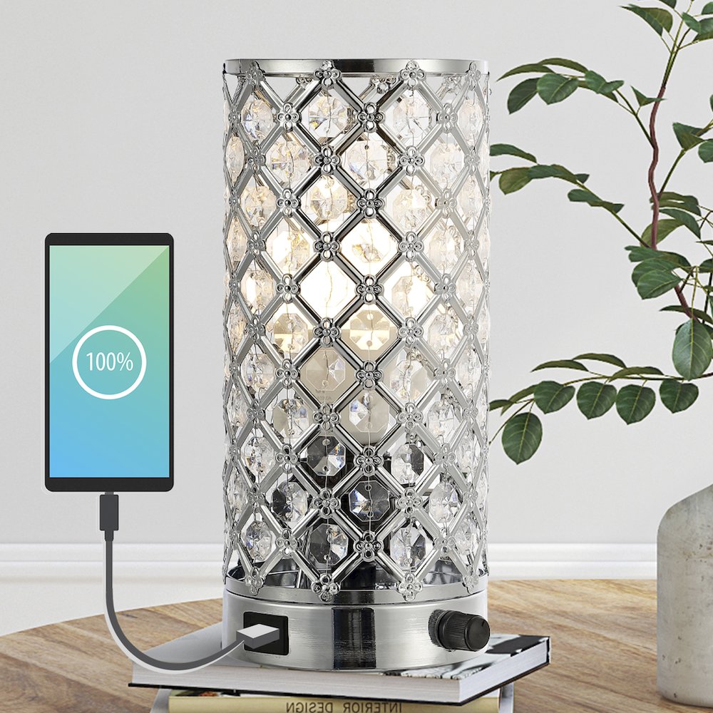 Lucie Mid Century Modern Iron/Acrylic Led Mini Uplight Table Lamp. Picture 6