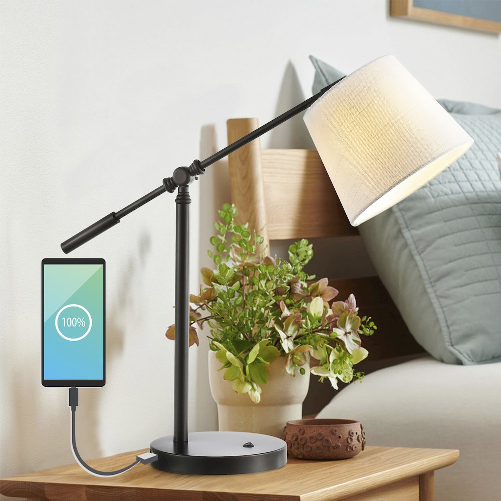 Troy Classic Contemporary Iron Led Task Lamp With Usb Charging Port. Picture 6