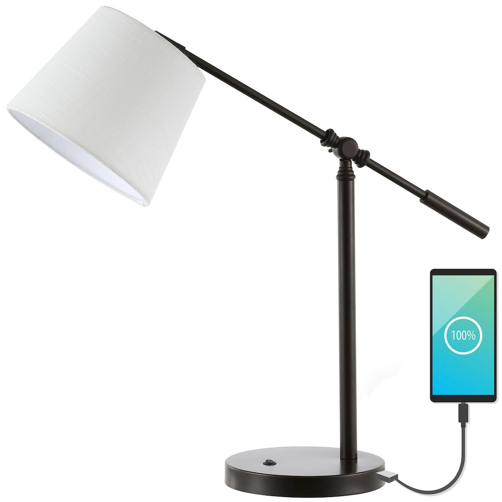 Troy Classic Contemporary Iron Led Task Lamp With Usb Charging Port. Picture 1