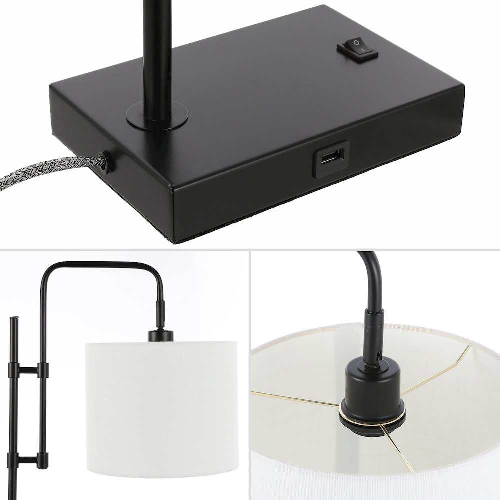 Edris Industrial Designer Metal Led Task Lamp With Usb Charging Port. Picture 4