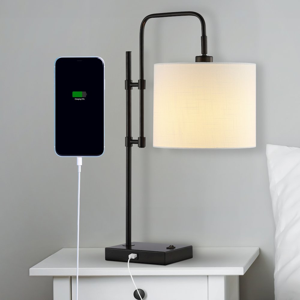 Edris Industrial Designer Metal Led Task Lamp With Usb Charging Port. Picture 3
