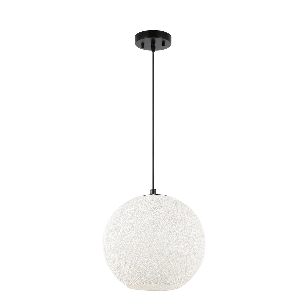 Lacey 1-Light Bohemian Minimalist Iron/Rope Woven Globe Led Pendant. Picture 2