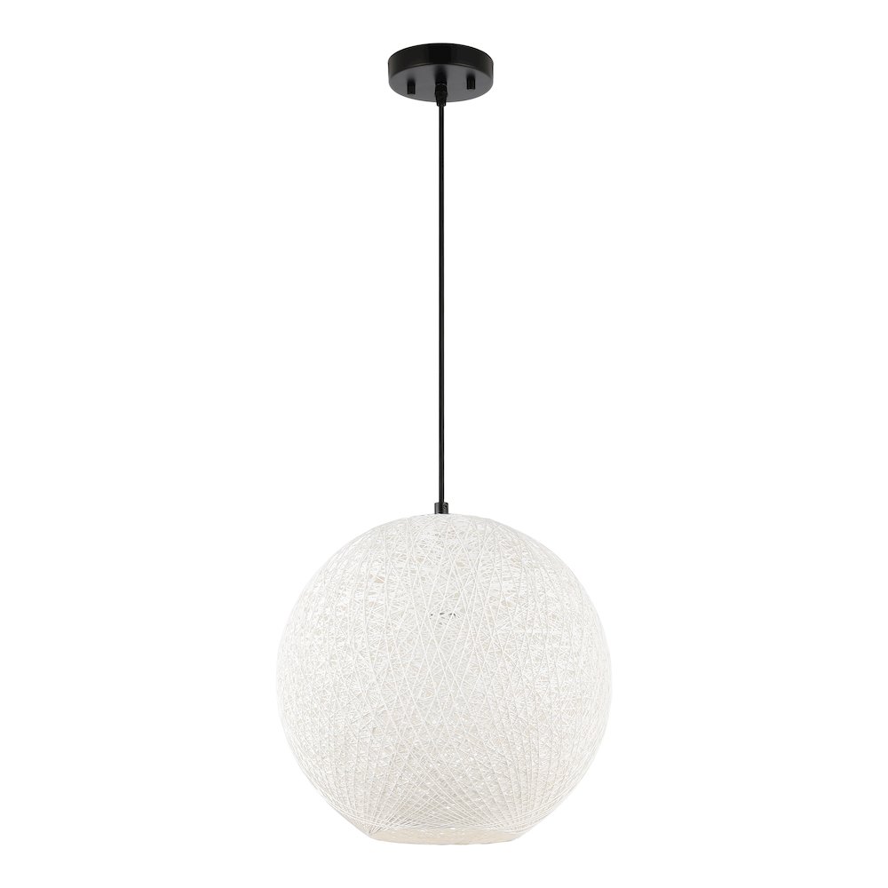 Lacey 1-Light Bohemian Minimalist Iron/Rope Woven Globe Led Pendant. Picture 2