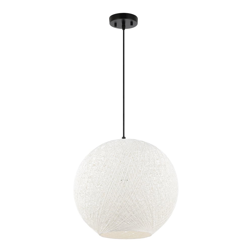 Lacey 1-Light Bohemian Minimalist Iron/Rope Woven Globe Led Pendant. Picture 2
