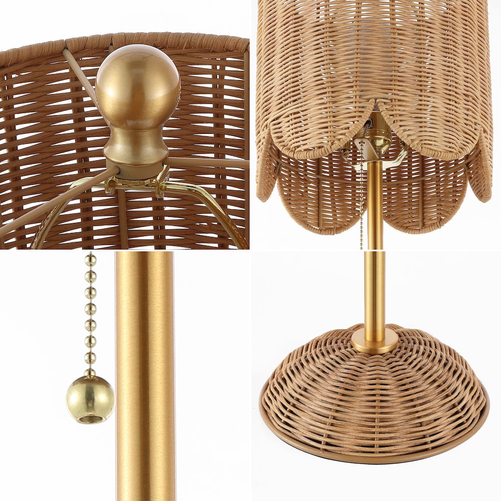 Celerie Coastal Bohemian Rattan/Iron Scalloped Buffet Led Table Lamp. Picture 4