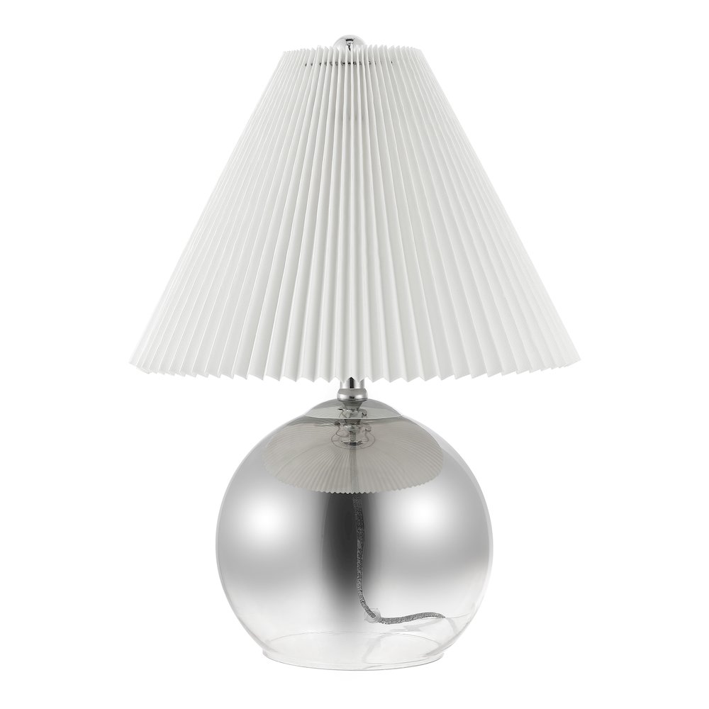 Louisa Mid-Century Modern Round Glass/Iron Pleated Shade Led Table Lamp. Picture 2