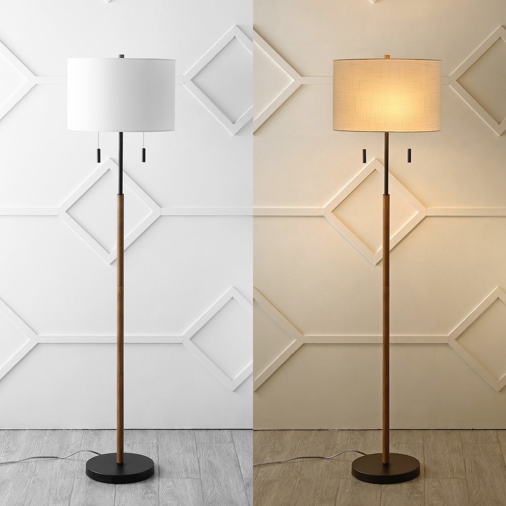 Maude Rustic Farmhouse Iron Candlestick Pull Chains Led Floor Lamp. Picture 5