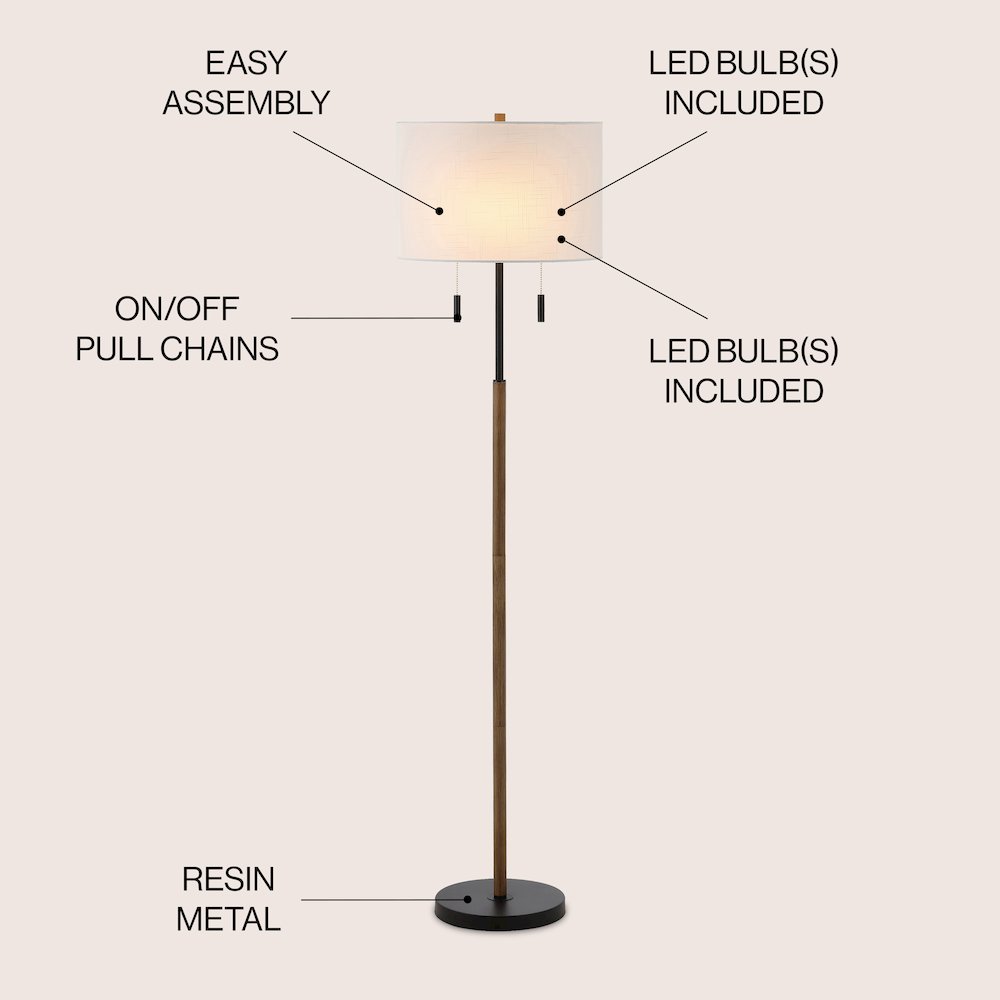 Maude Rustic Farmhouse Iron Candlestick Pull Chains Led Floor Lamp. Picture 4