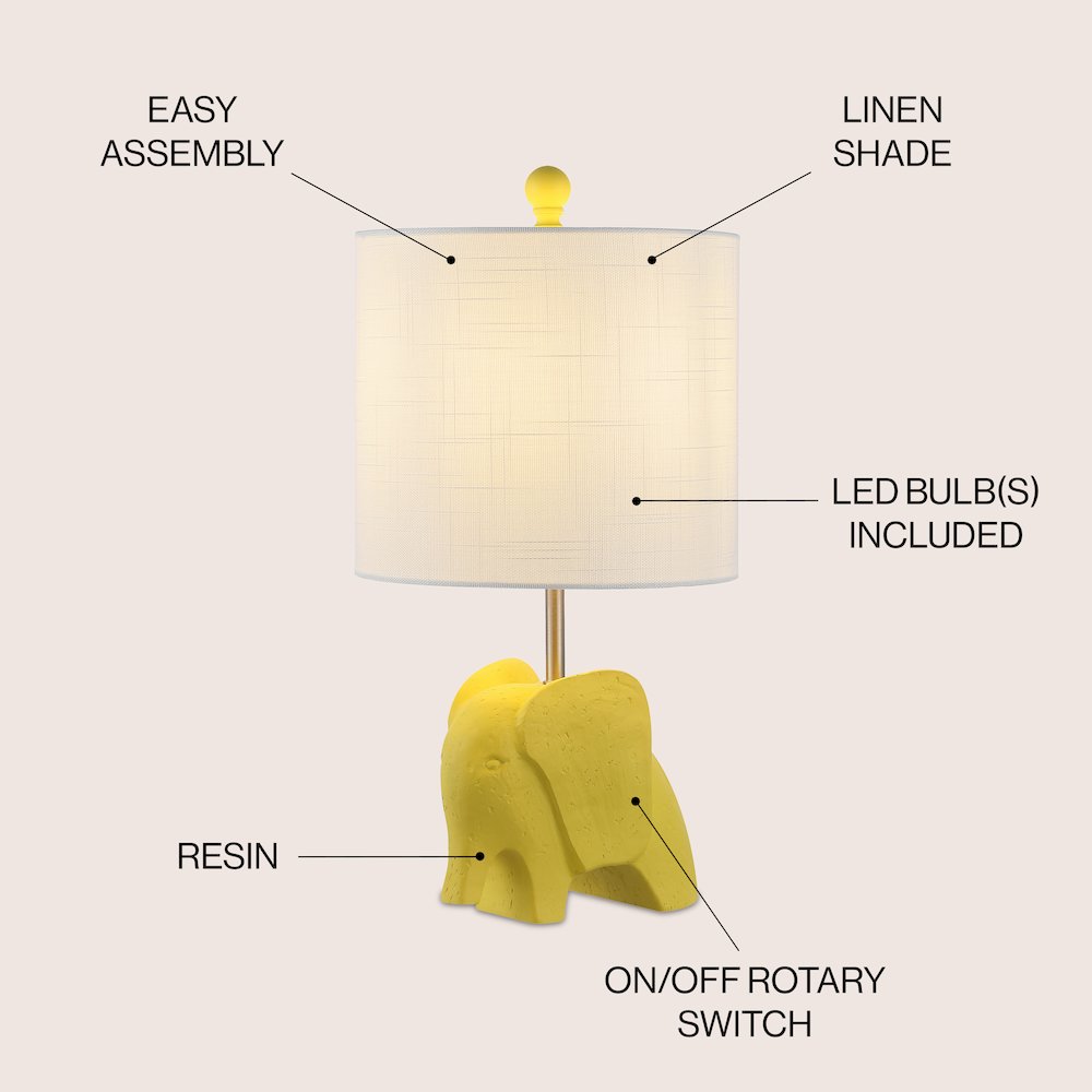 Koda Eclectic Southwestern Resin/Iron Elephant Led Kids' Table Lamp. Picture 4