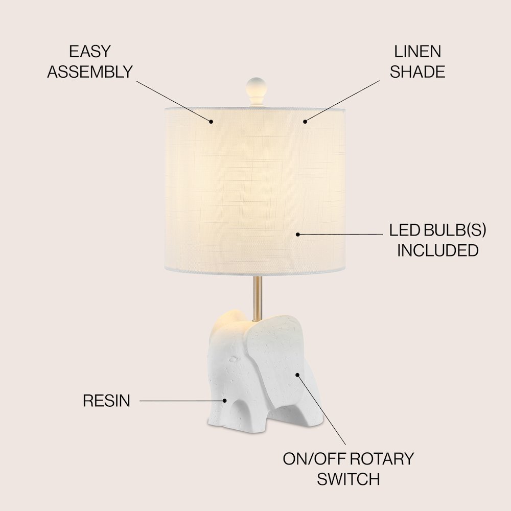 Koda Eclectic Southwestern Resin/Iron Elephant Led Kids' Table Lamp. Picture 4