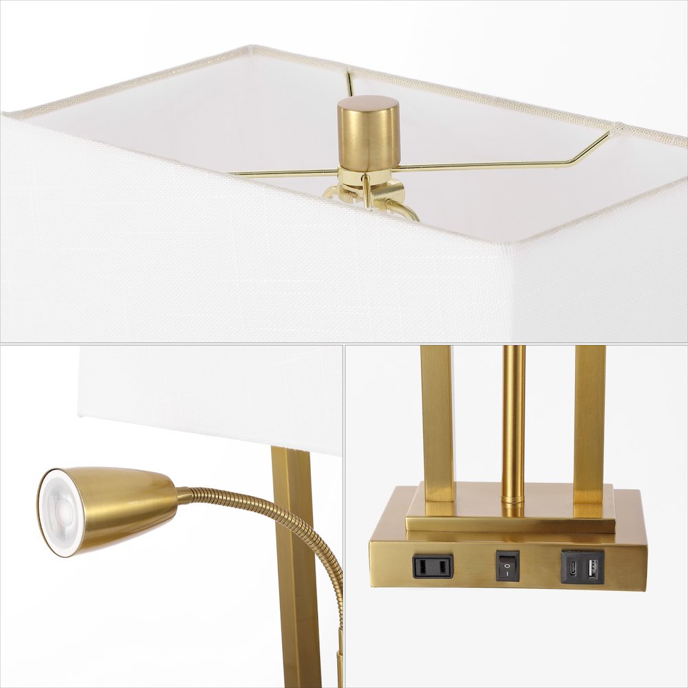 Blaire 2-Light Modern Farmhouse Metal Led Table Lamp With Usb Charging Port. Picture 2