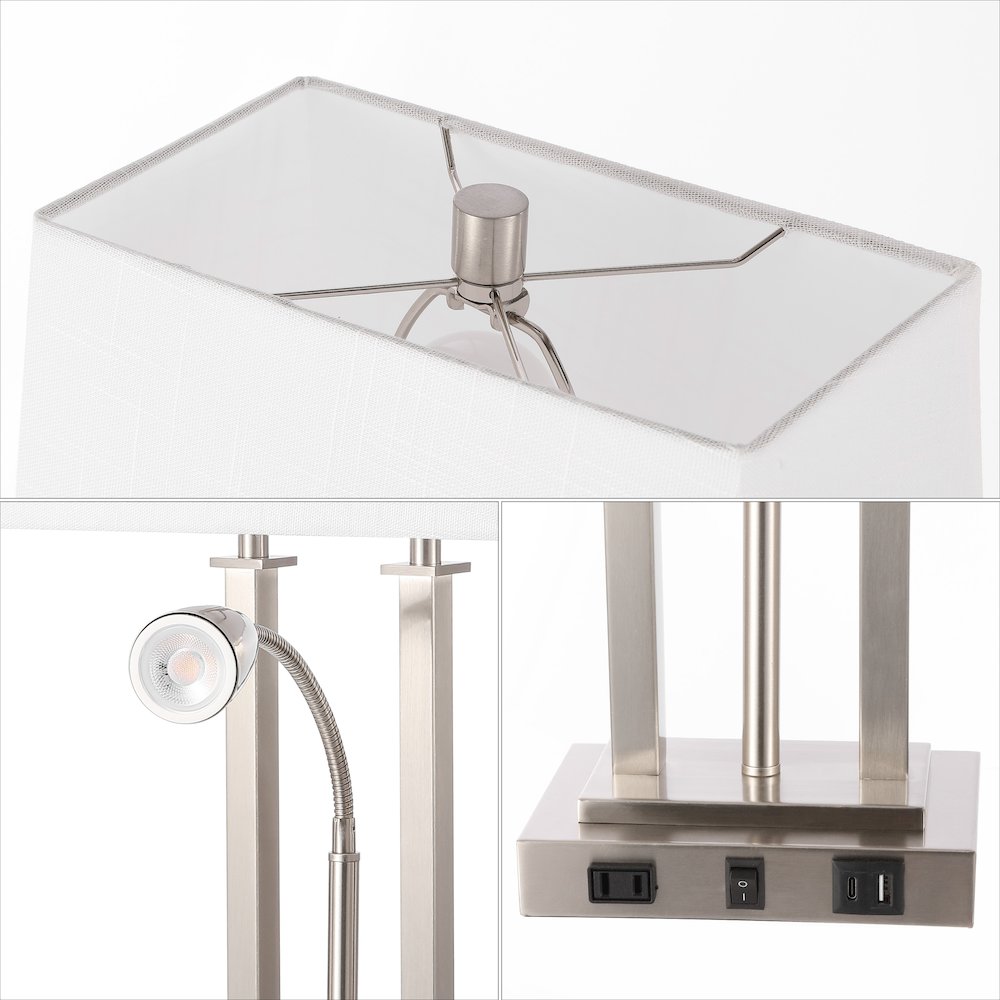 Blaire 2-Light Modern Farmhouse Metal Led Table Lamp With Usb Charging Port. Picture 2