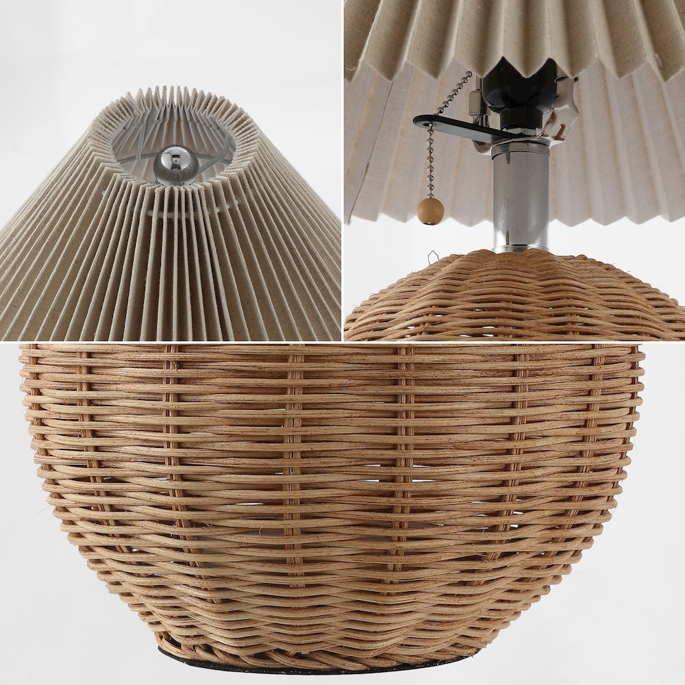 Aksel Coastal Scandinavian Rattan/Iron Sphere Led Table Lamp. Picture 4