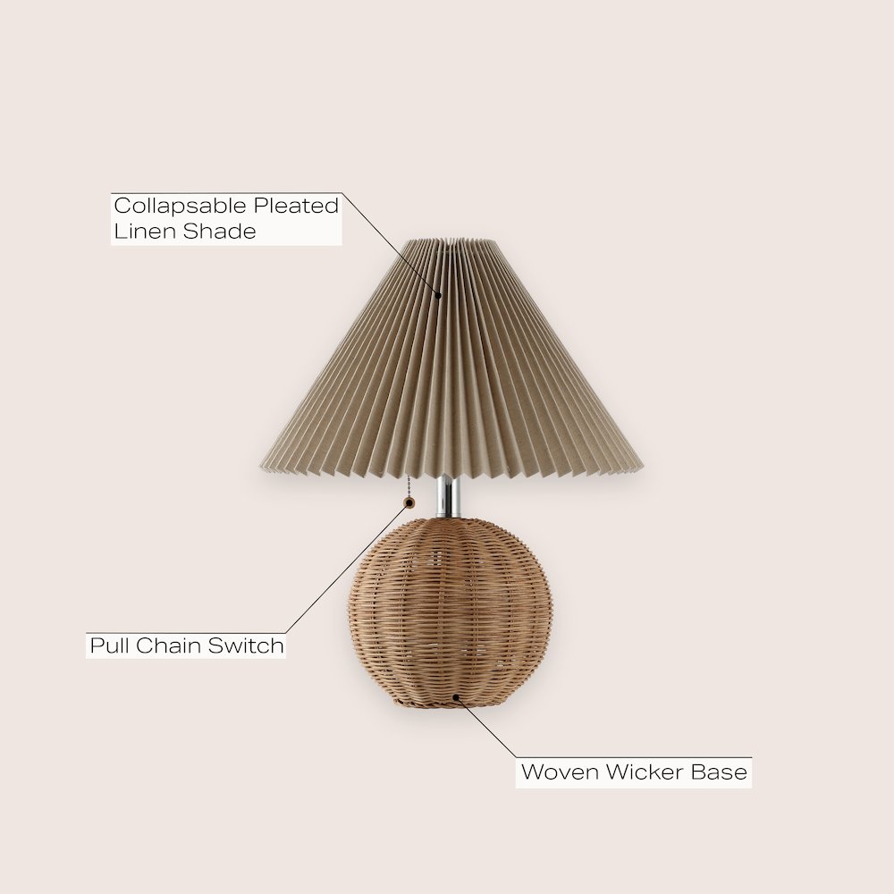 Aksel Coastal Scandinavian Rattan/Iron Sphere Led Table Lamp. Picture 5