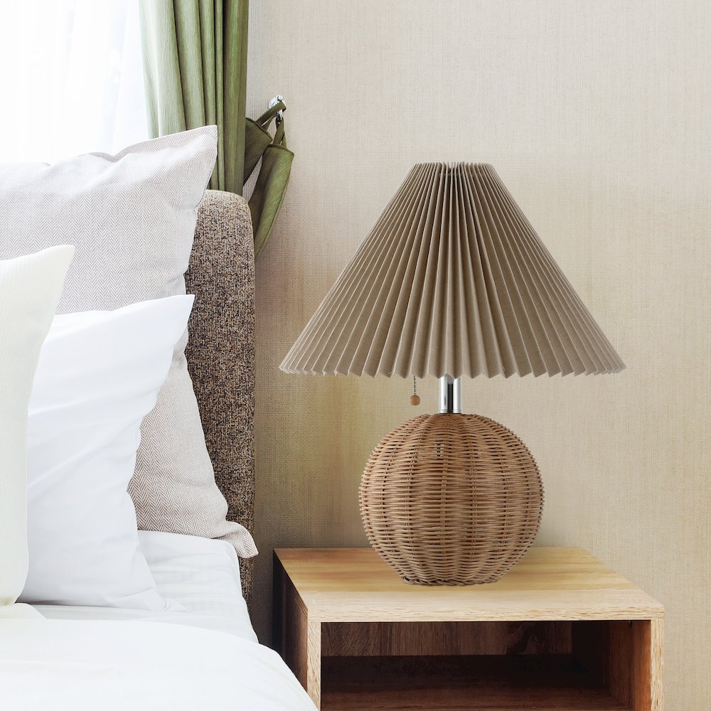 Aksel Coastal Scandinavian Rattan/Iron Sphere Led Table Lamp. Picture 3