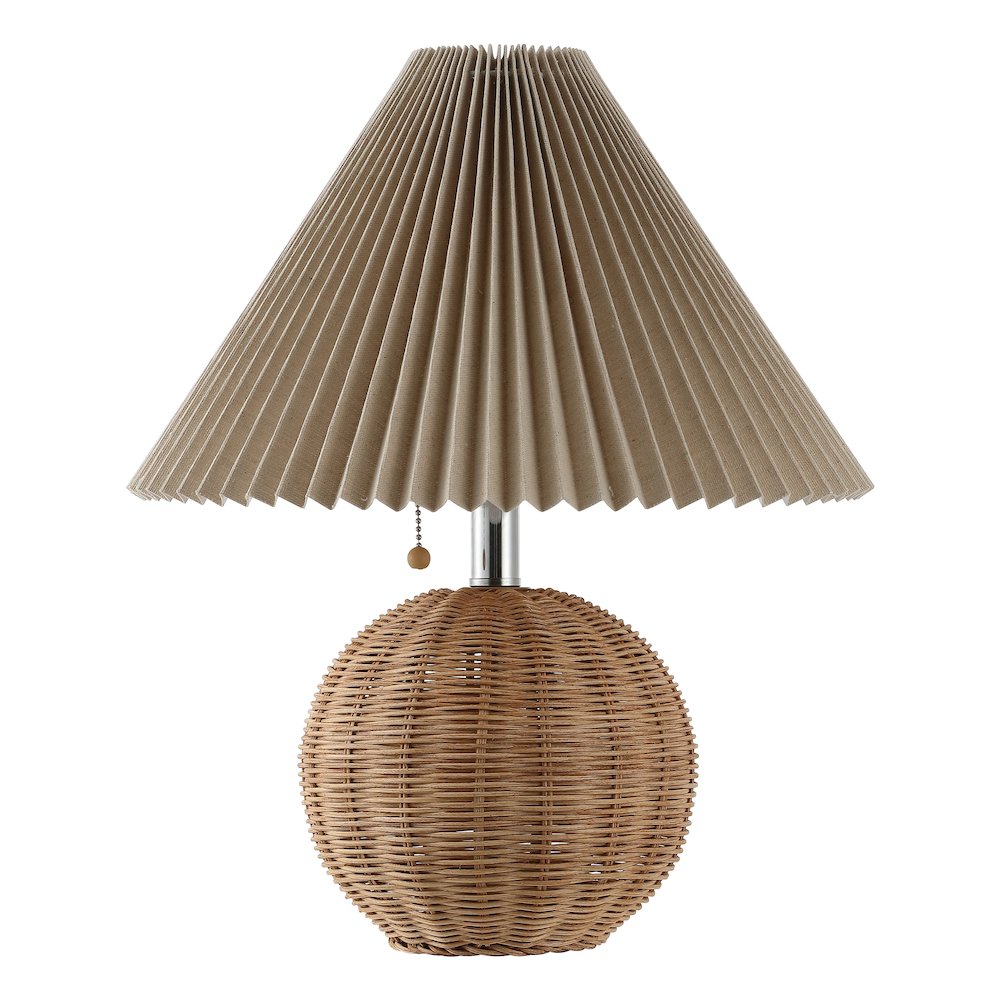 Aksel Coastal Scandinavian Rattan/Iron Sphere Led Table Lamp. Picture 2