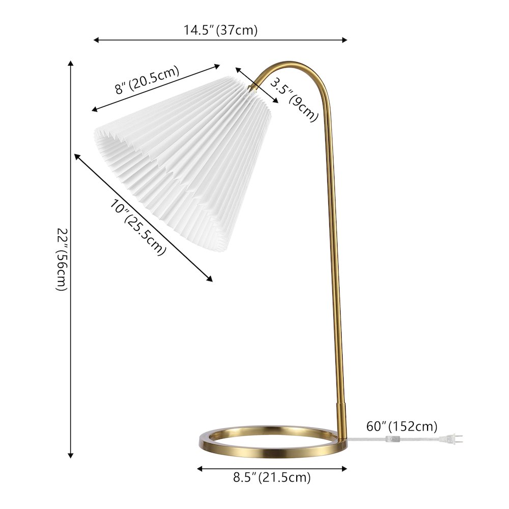 Callie Modern Glam Metal Arc Adjustable Head Led Table Lamp With Pleated Shade. Picture 4