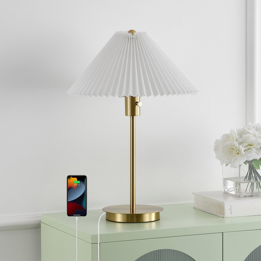 Freida Modern Glam Metal Column Led Table Lamp. Picture 1