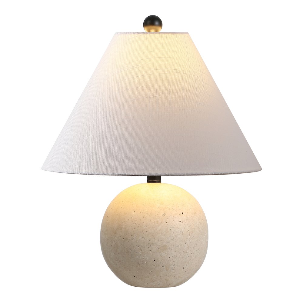 Liza 16" Modern Minimalist Travertine Globe LED Table Lamp, Beige. Picture 1