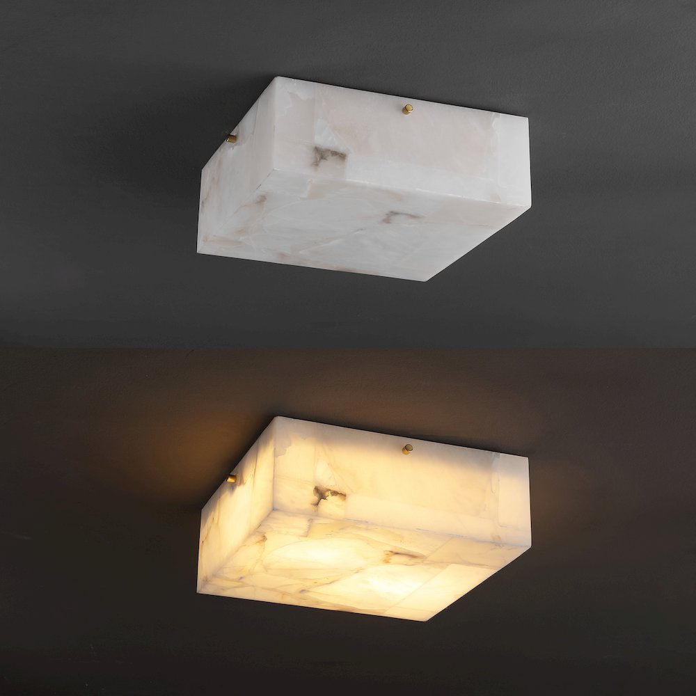 Giulia 2-Light Modern Contemporary Alabaster/Iron Square Led Flush Mount. Picture 7
