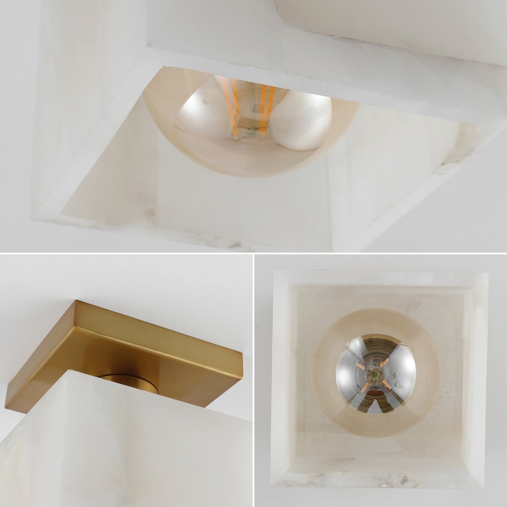Alessia 1-Light Modern Contemporary Alabaster/Iron Cube Led Semi Flush Mount. Picture 5